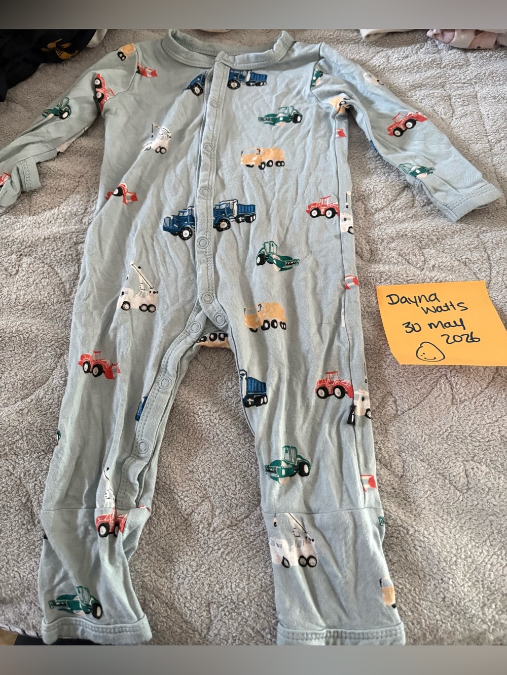EUC 0-3 construction snap romper